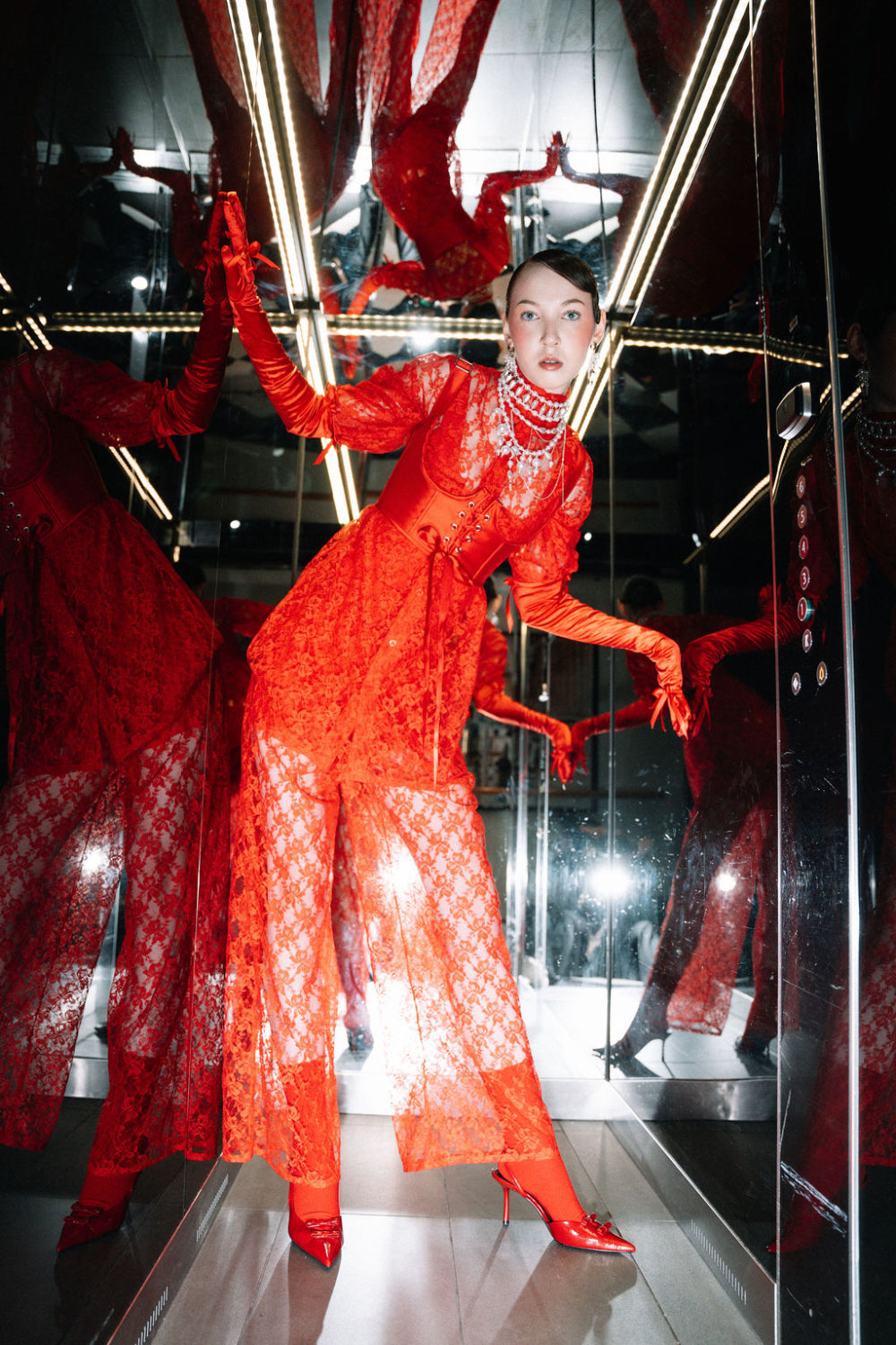 LACE PANTS_red