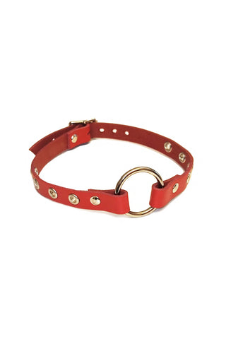 Ring Leather Choker [Red]