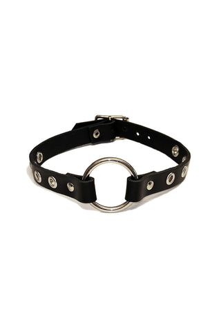 Ring Leather Choker [Black]