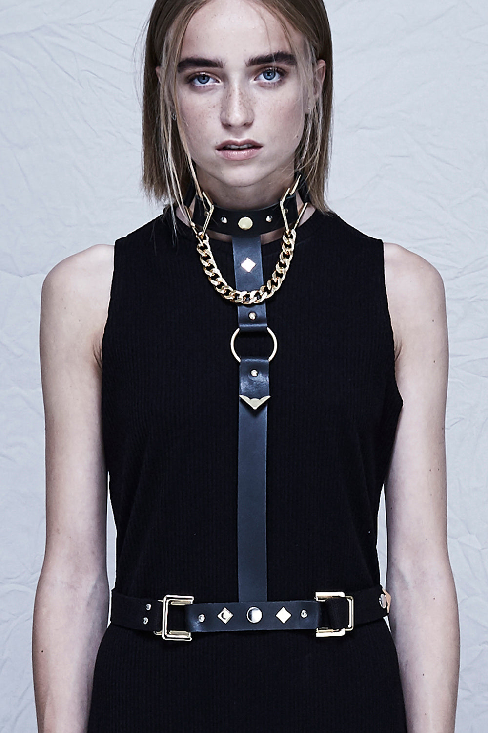 Golden Body Harness [Choker & Belt]