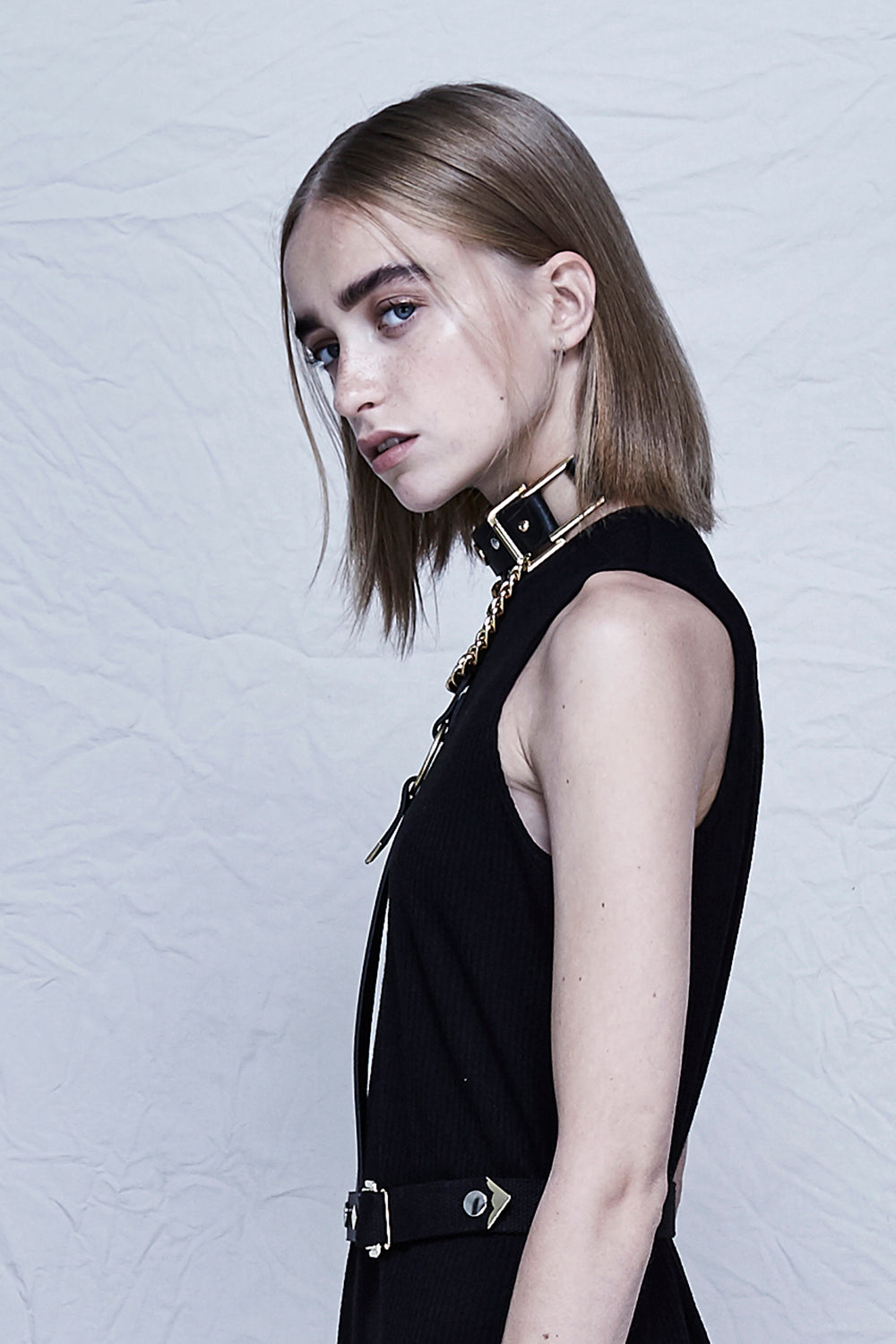 Golden Body Harness [Choker & Belt]
